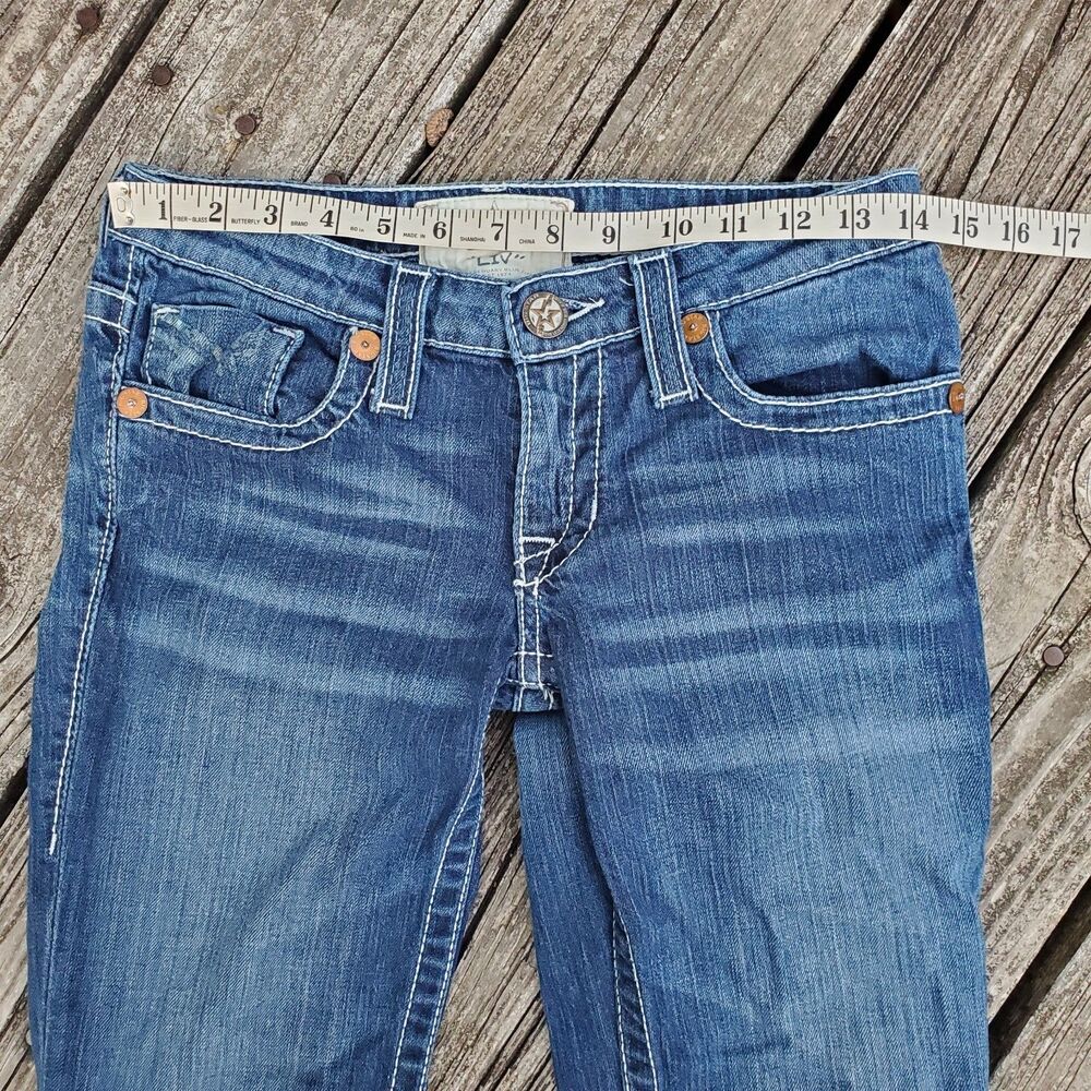Big Star Jeans 27L Liv Stretch Boot Blue Denim Thick Stitch Mid Rise Women - Picture 10 of 13